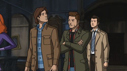 Jensen Ackles, Misha Collins, Grey Griffin, and Jared Padalecki in Supernatural (2005)