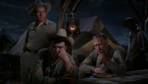 John Forsythe, William Campbell, and William Demarest in Escape from Fort Bravo (1953)