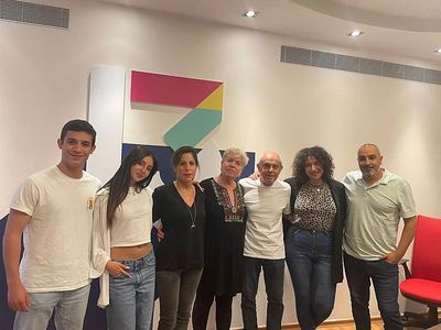 Orna Banai, Tikva Dayan, Albert Iluz, Hanan Savyon, Shani Klein, Amir Banai, and Emma Alfi Aharon at an event for Yaniv 