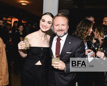 Audrey Corsa and Rian Johnson at the Poker Face premiere