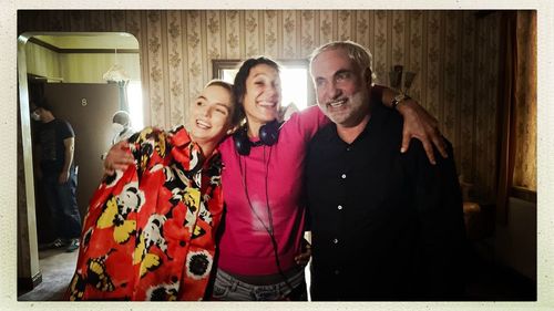 On set of 'Killing Eve' with Jodie Comer and Kim Bodin (2021)