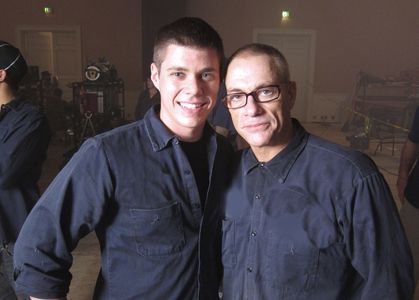 Lloyd Pitts with Jean-Claude Van Damme on set of Dragon Eyes