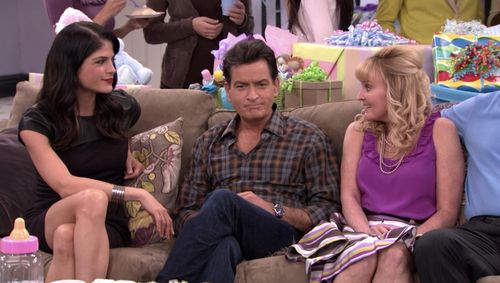 Selma Blair, Charlie Sheen and Mary K DeVault in Anger Management