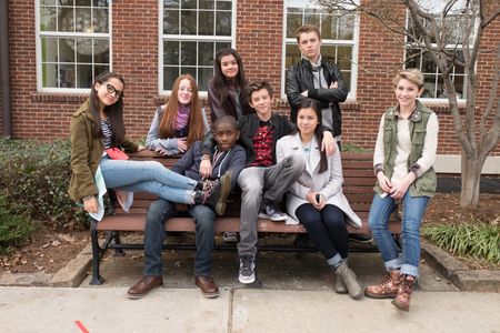 Jacob Hopkins, Griffin Gluck, Isabela Merced, Celine Alva, Jessi Goei, and Luke Hardeman in Middle School: The Worst Yea