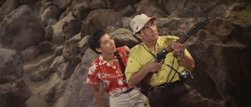 Akira Kubo and Bibari Maeda in Son of Godzilla (1967)