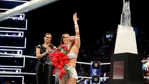 Stephanie McMahon, Sara Amato, and Kairi Hôjô in WWE: Mae Young Classic Women Tournament (2017)