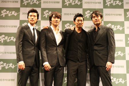 Ju Jin-Mo, Song Seung-heon, Kang-woo Kim, and Han Sun Jo at an event for A Better Tomorrow (2010)