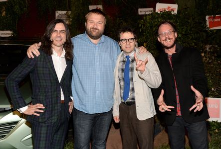 Rivers Cuomo, Brian Bell, Scott Shriner, and Robert Kirkman at an event for The Walking Dead (2010)