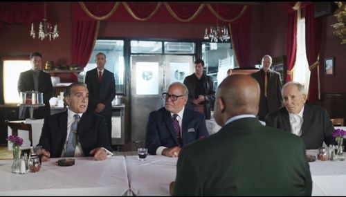 Meeting of the five NY families and Bumpy Johnson. From L to R- Richard D'Alessandro, Bo Dietl, Forest Whitaker and Arth