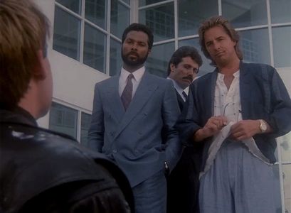 Don Johnson, Edward James Olmos, and Philip Michael Thomas in Miami Vice (1984)