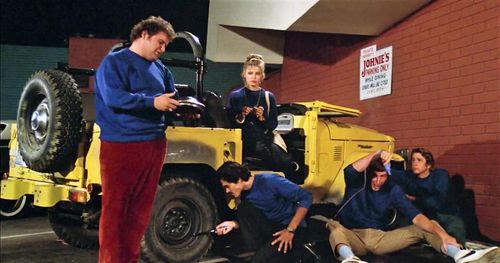 Patricia Alice Albrecht, Brian Frishman, Stephen Furst, Sal Lopez, and Andy Tennant in Midnight Madness (1980)