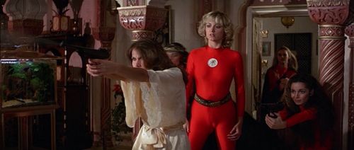 Maud Adams, Cherry Gillespie, and Suzanne Jerome in Octopussy (1983)