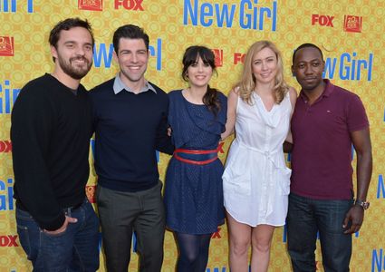 Zooey Deschanel, Max Greenfield, Lamorne Morris, Elizabeth Meriwether, and Jake Johnson at an event for New Girl (2011)