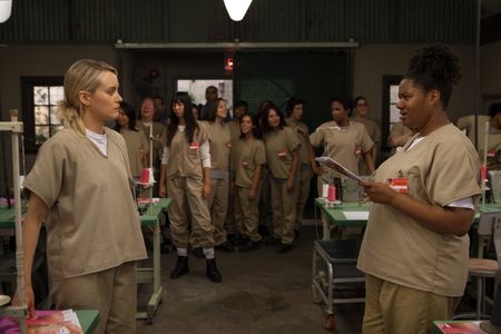 Taylor Schilling, Vicky Jeudy, Jackie Cruz, Adrienne C. Moore, and Diane Guerrero in Orange Is the New Black (2013)