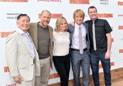 Woody Harrelson, George Takei, Owen Wilson, Jimmy Hayward, and Amy Poehler at an event for Free Birds (2013)