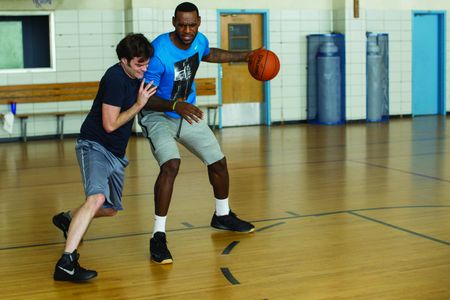 Bill Hader and LeBron James in Trainwreck (2015)