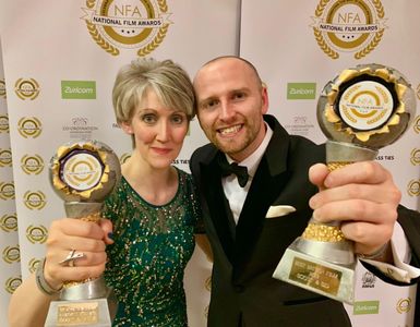 Actress Charlotte Milchard with director Sid Sadowskyj - National Film Awards 2019