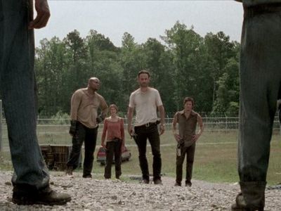Norman Reedus, Andrew Lincoln, Melissa McBride, and Irone Singleton in The Walking Dead (2010)