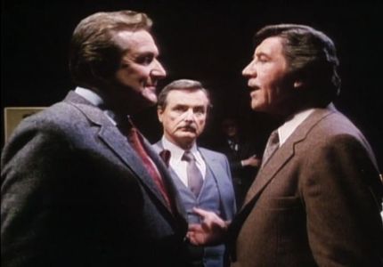 Patrick Macnee, William Daniels, Lawrence Pressman, and Robert Preston in Rehearsal for Murder (1982)