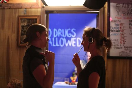 Director Robyn Paris and DP Jeanne Tyson on set of The Room Actors: Where Are They Now?