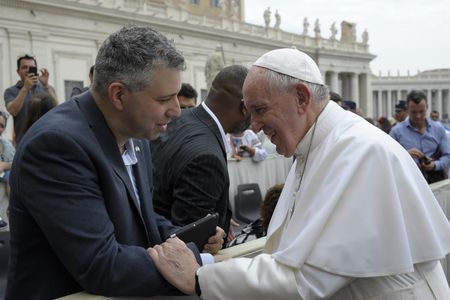 Pope Francis & Evgeny Afineevsky during filming 