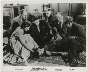 Jennifer Jayne, Warren Mitchell, Janet Munro, Laurence Payne, and Frederick Schiller in The Crawling Eye (1958)