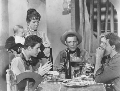 Neville Brand, Peter Brown, Ida Lupino, Doug McClure, and William Smith in The Virginian (1962)