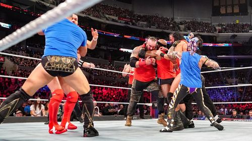 Rey Mysterio, Bobby Lashley, Drew Galloway, and Adam Scherr in WWE Survivor Series (2018)