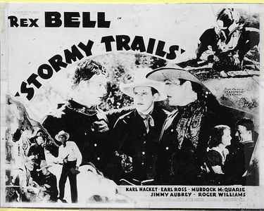 Rex Bell, Lane Chandler, Chuck Morrison, and Lois Wilde in Stormy Trails (1936)
