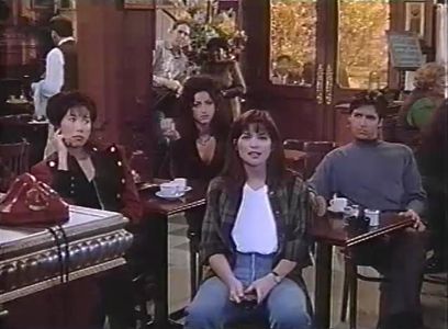 Valerie Bertinelli, Maurice Godin, Jodi Long, and Sofia Milos in Cafe Americain (1993)