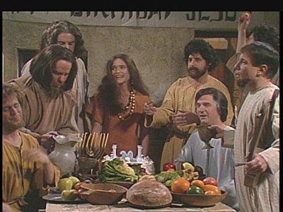 Dana Carvey, Jon Lovitz, Kevin Nealon, A. Whitney Brown, Phil Hartman, Jan Hooks, and Paul Simon in Saturday Night Live 
