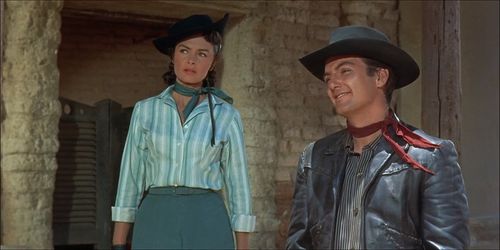 Donna Reed and William Campbell in Backlash (1956)