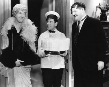 Oliver Hardy, Charlie Hall, and Stan Laurel in Twice Two (1933)