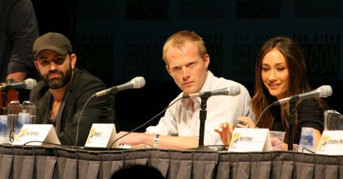 Paul Bettany, Maggie Q, and Scott Stewart at an event for Priest (2011)