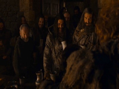Liam Cunningham, David Benioff, D.B. Weiss, and Kristofer Hivju in Game of Thrones (2011)