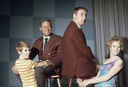 Pamela Austin, Judy Carne, Dick Martin, and Dan Rowan at an event for Rowan & Martin's Laugh-In (1967)
