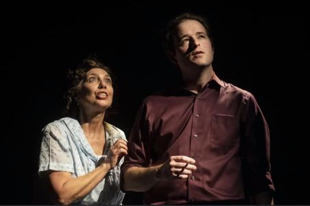 Chance Gibbs as Tom Wingfield and Polly Maynard as his mother, Amanda, in Tennessee Williams’ “The Glass Menagerie.”