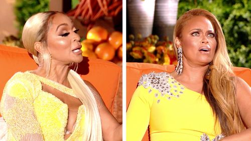 Karen Huger and Gizelle Bryant in The Real Housewives of Potomac: Reunion Part 1 (2020)