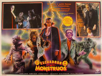 Tom Noonan, Ashley Bank, Michael Reid MacKay, Duncan Regehr, and Carl Thibault in The Monster Squad (1987)