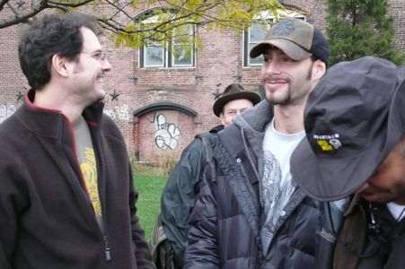 Carlos Cuarón and Lucas Akoskin on the set of The Second Bakery Attack