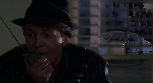 Michael J. Fox, Tom Wilson, and Jeffrey Weissman in Back to the Future Part II (1989)