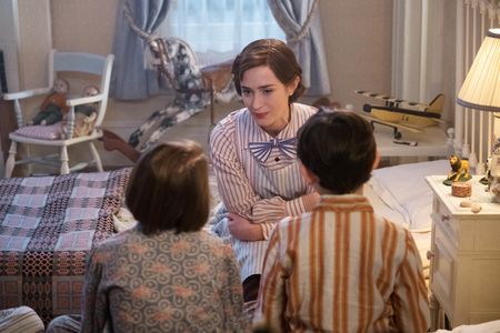 Emily Blunt, Pixie Davies, and Nathanael Saleh in Mary Poppins Returns (2018)