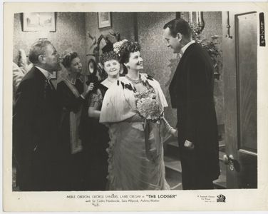 George Sanders, Sara Allgood, Queenie Leonard, Aubrey Mather, and Merle Oberon in The Lodger (1944)