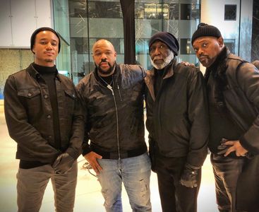 Samuel L. Jackson, Richard Roundtree, Isaac Hayes III, and Jessie T. Usher in Shaft (2019)
