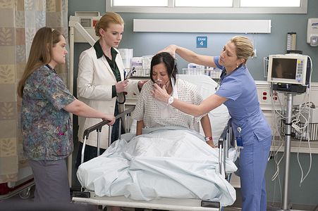 Edie Falco, Merritt Wever, MaryAnn Hu, and Betty Gilpin in Nurse Jackie (2009)