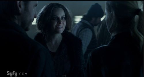 Emily Hampshire, Amanda Schull, and Aaron Stanford in 12 Monkeys (2015)