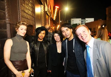 Cast and crew of Gehenna wait in line for Shriekfest Horror Film Festival in Hollywood. From left to right: Eva Swan, Se