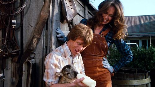 Catherine Bach and P.R. Paul in The Dukes of Hazzard (1979)