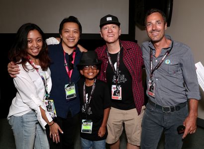Bobby Chiu, Kei Acedera, Andre Robinson, Jim Bryson, and Adam Jeffcoat at an event for Niko and the Sword of Light (2015