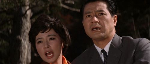 Yuriko Hoshi and Hiroshi Koizumi in Ghidorah, the Three-Headed Monster (1964)